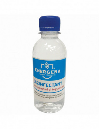 Igienizant pentru maini si tegumente Energena, cu alcool 70% si apa oxigenata 3%, 200 ml