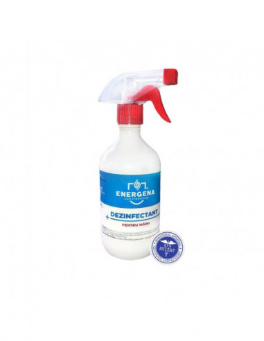 Spray dezinfectant biocid pentru maini cu alcool 71% - Energena 500ml, Avizat