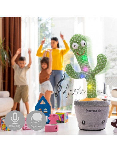 Cactus dansator și vorbitor, cu muzică și LED-uri multicolore Pinxi InnovaGoods